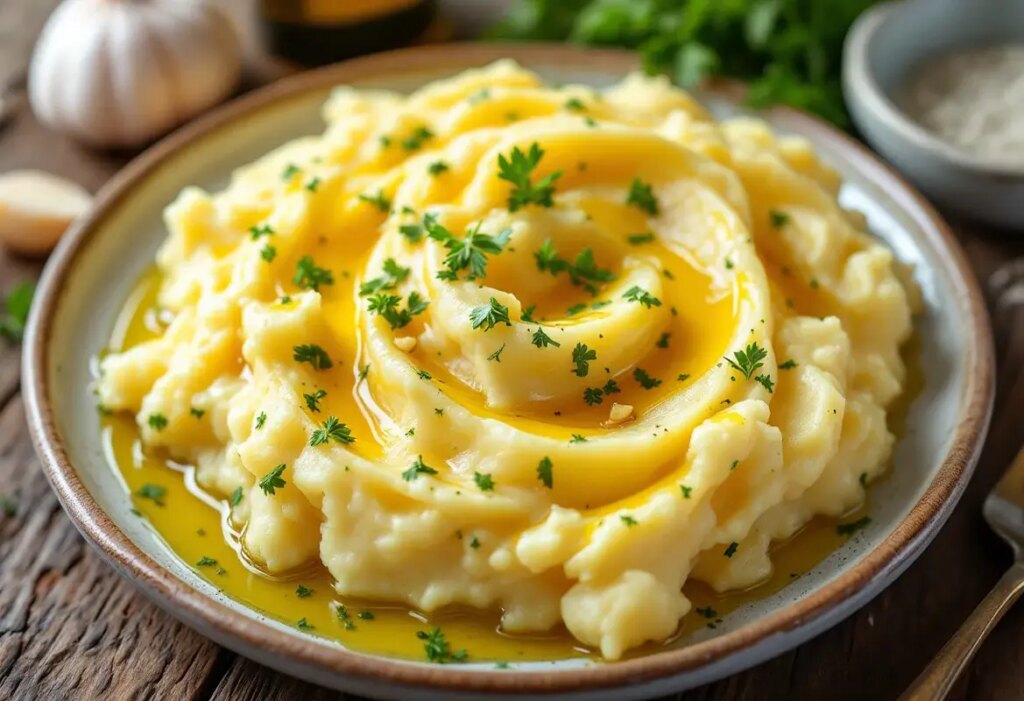 Écrasé de pomme de terre huile d'olive et ail : recette délicieuse
